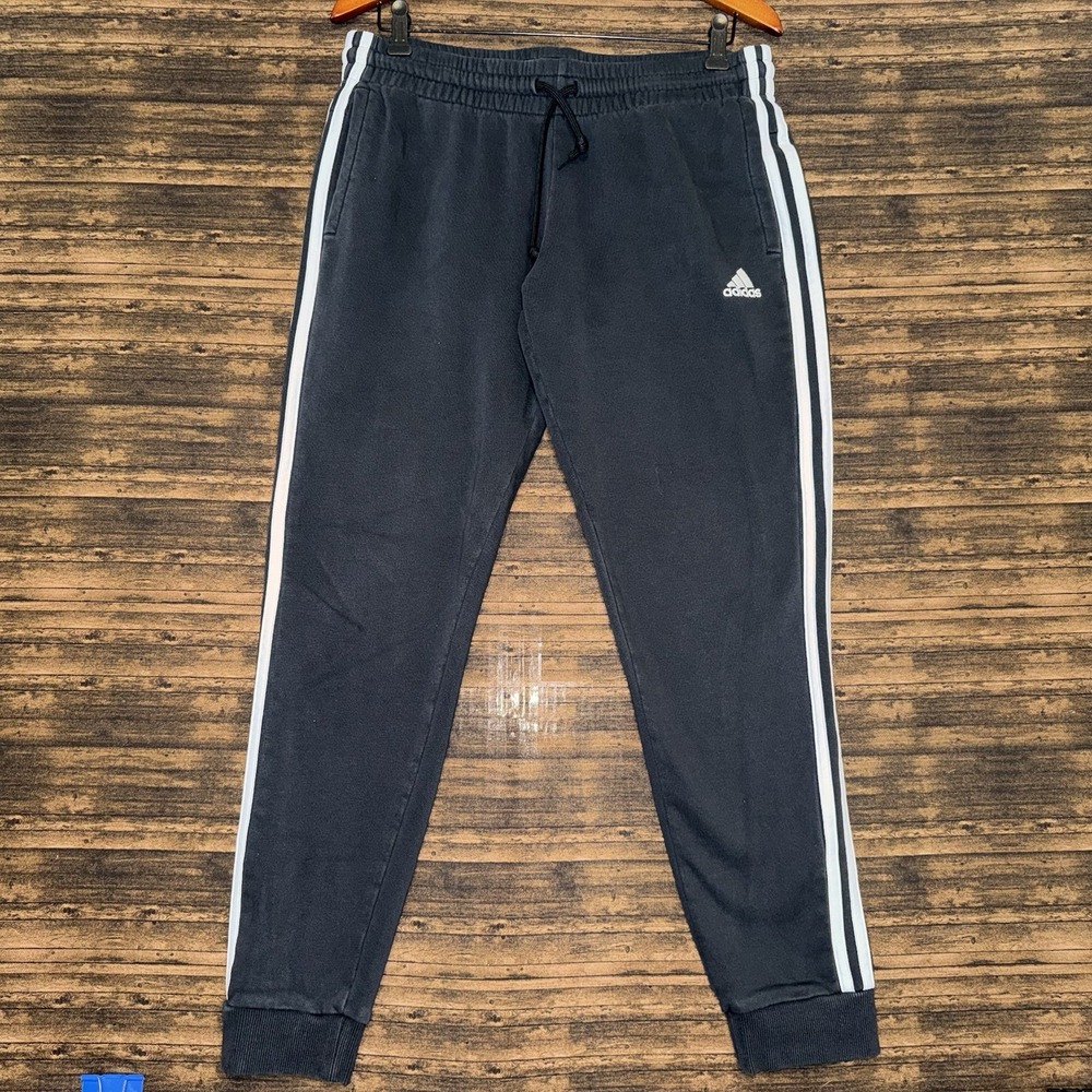 Adidas Sweatpants Joggers Youth L Black 3-Stripe Fleece HZ5753